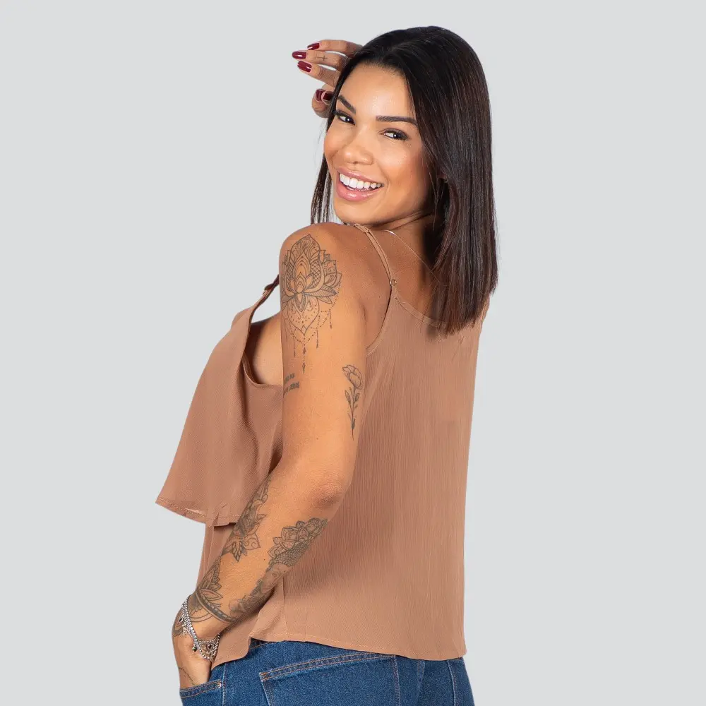 Regata Feminina Alça Fina Com Babado .XH1022