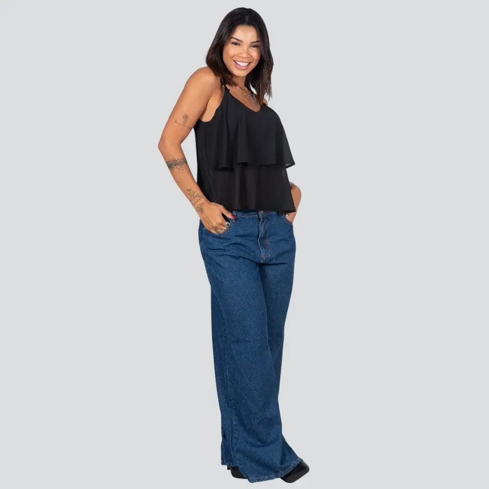 Regata Feminina Alça Fina Com Babado .XH1022