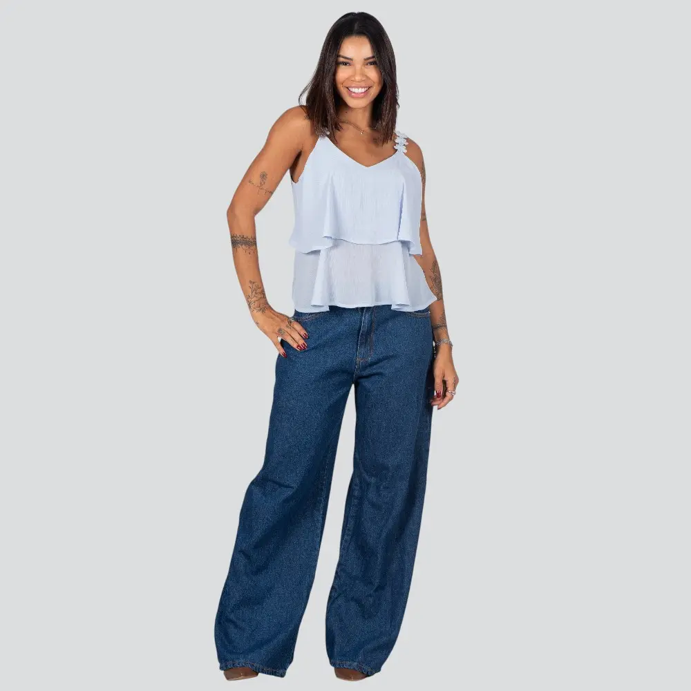 Regata Feminina Alça Fina Com Babado .XH1022