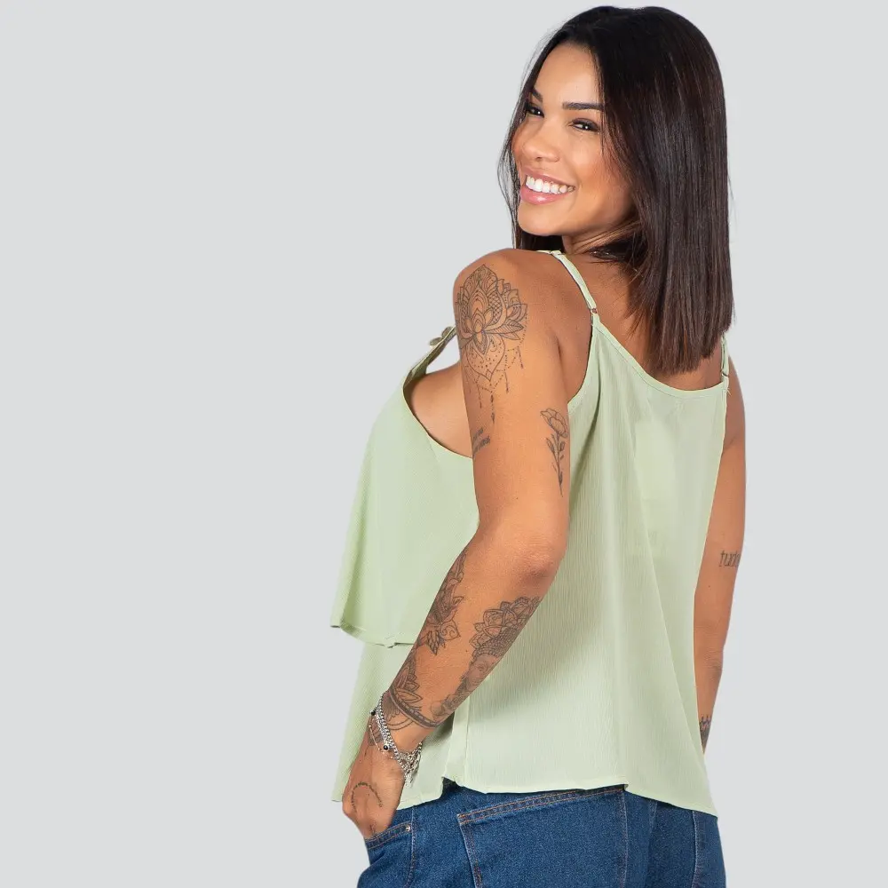 Regata Feminina Alça Fina Com Babado .XH1022