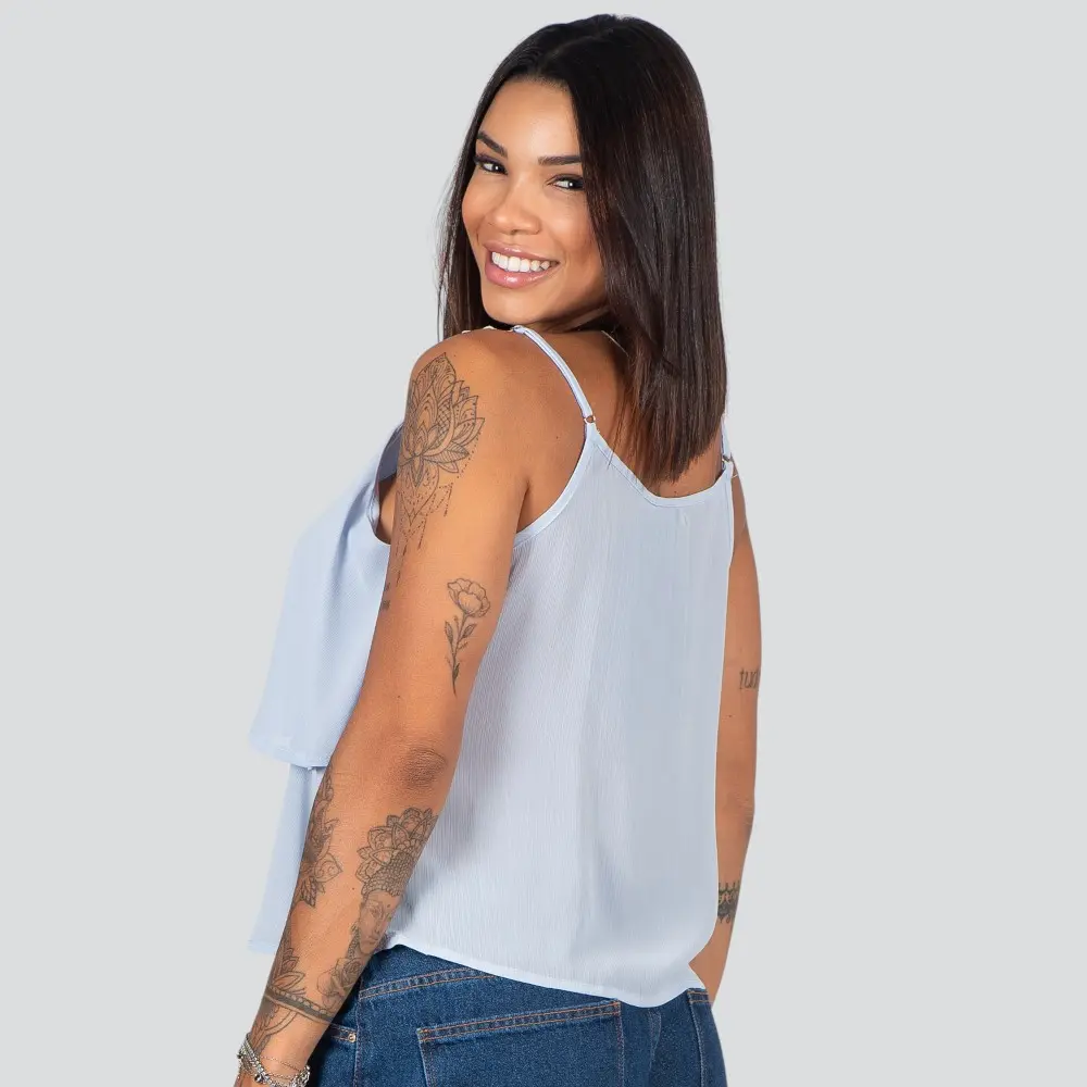 Regata Feminina Alça Fina Com Babado .XH1022