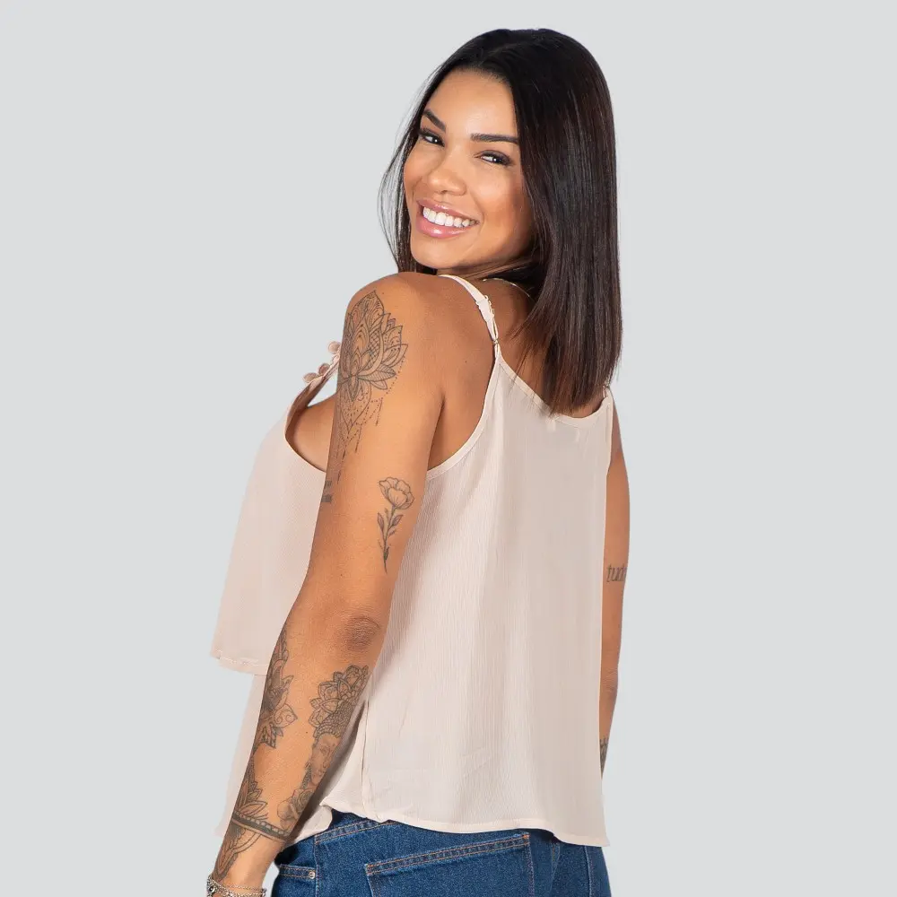 Regata Feminina Alça Fina Com Babado .XH1022