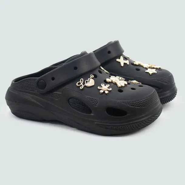 Babuche Feminina Com Pingentes Decorativos .AL57 Preto