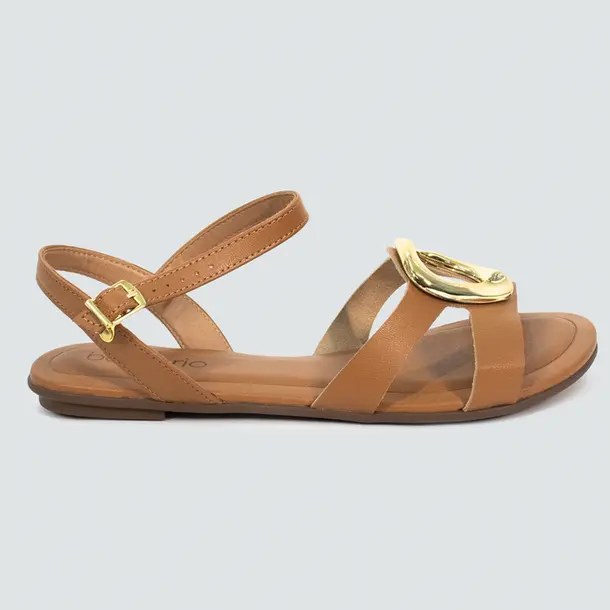 Sandália Rasteira Feminina  Beira Rio .8367872 Napa Camel
