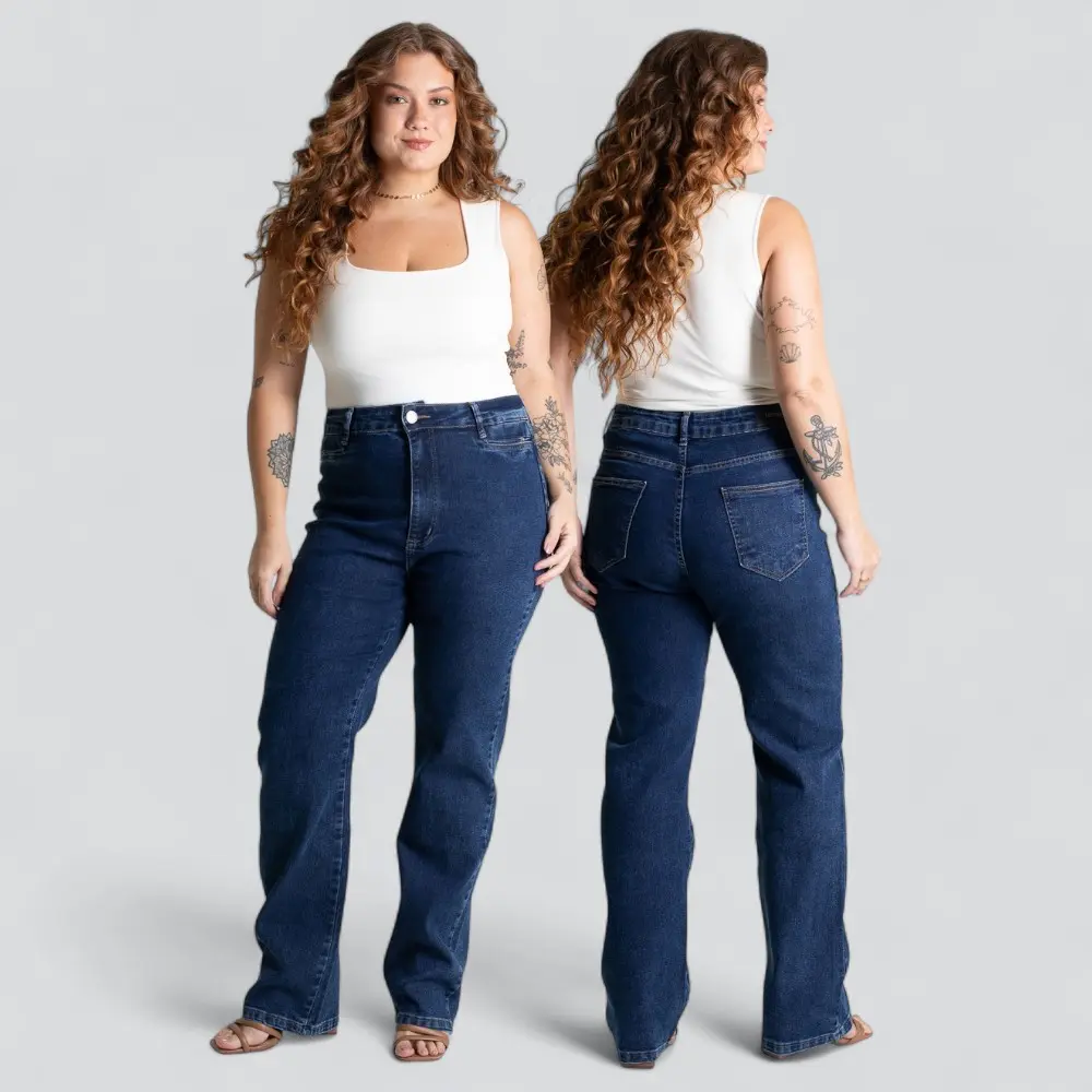 Calça Jeans Feminina Plus Reta .280687