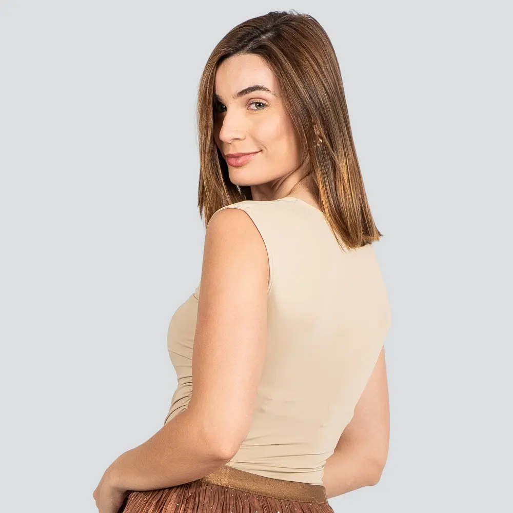 Body Feminino Alça Larga Drapeado Lateral .ZW236