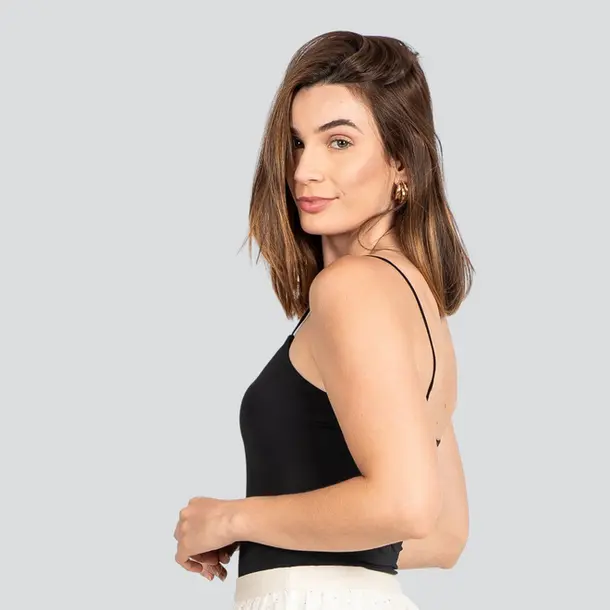 Body Feminino Alça Fina Poliamida .ZW235 Preto