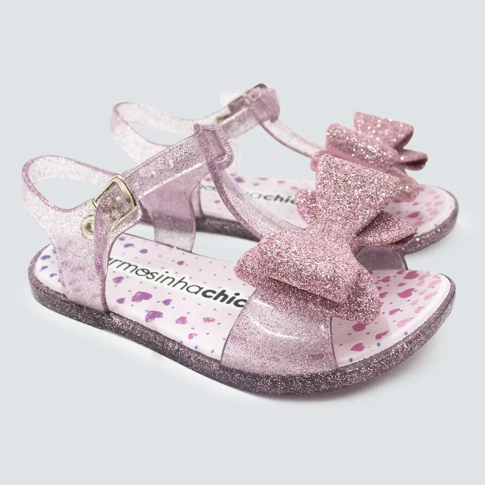 Sandália Bebê Menina Laço Glitter .2195