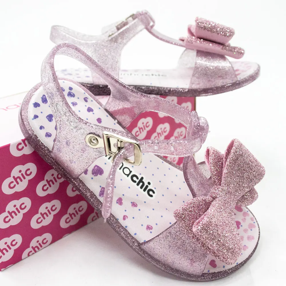 Sandália Bebê Menina Laço Glitter .2195