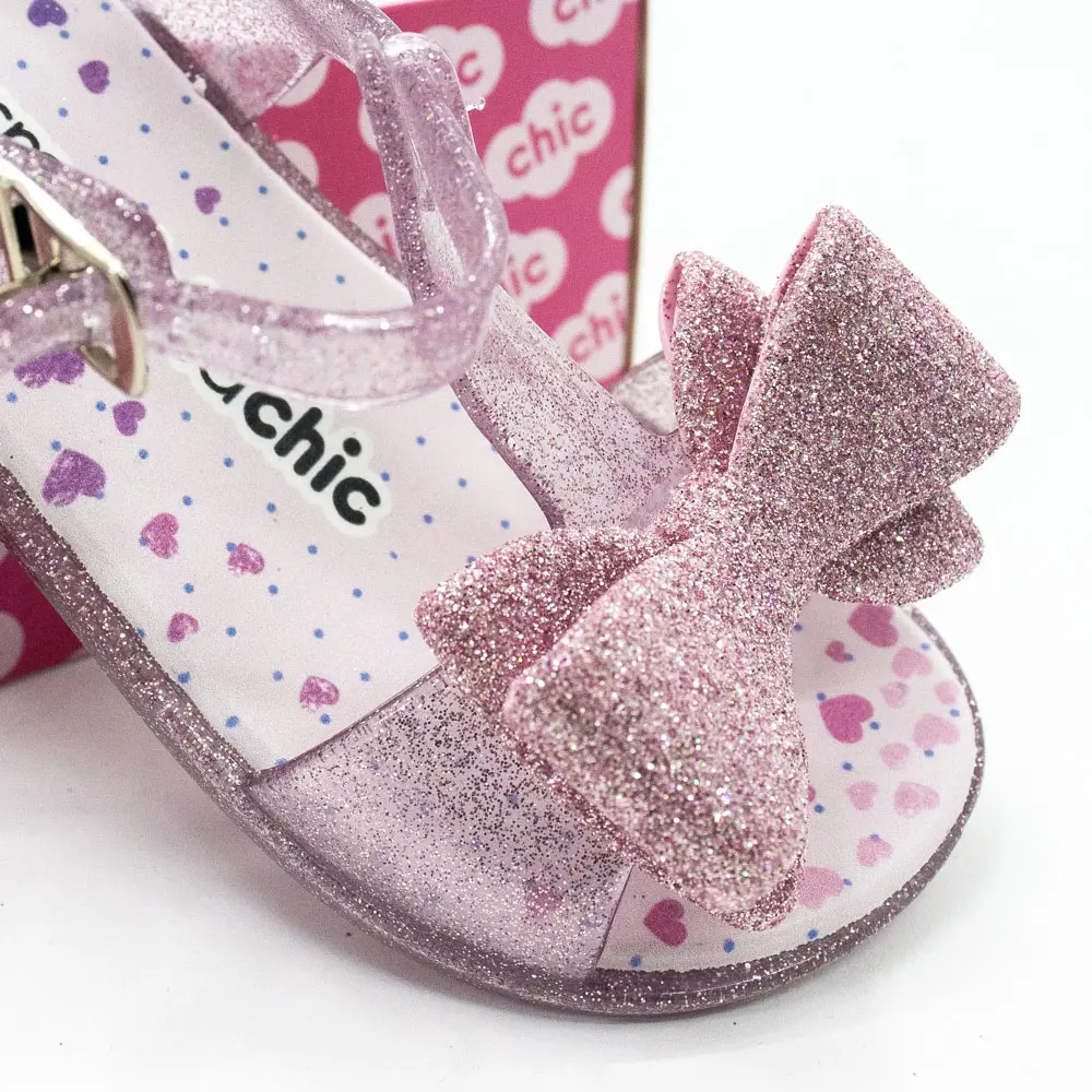Sandália Bebê Menina Laço Glitter .2195