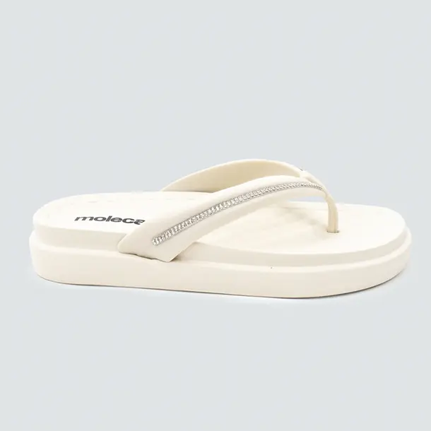 Tamanco Flat Feminino EVA .5554101 Branco Off/Cristal