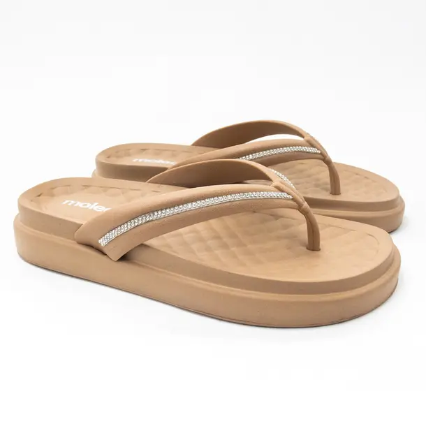 Tamanco Flat Feminino EVA .5554101 Nude/Cristal