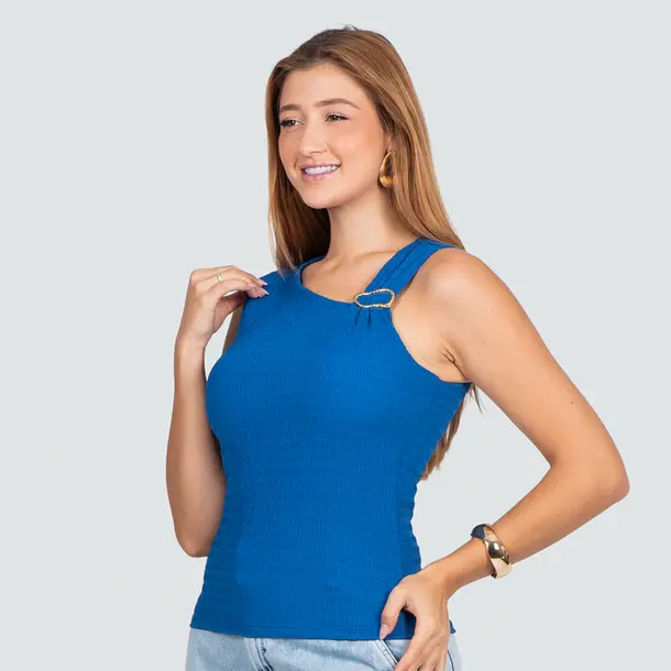 Regata Feminina Alça Grossa C Detalhe Metal .1005015