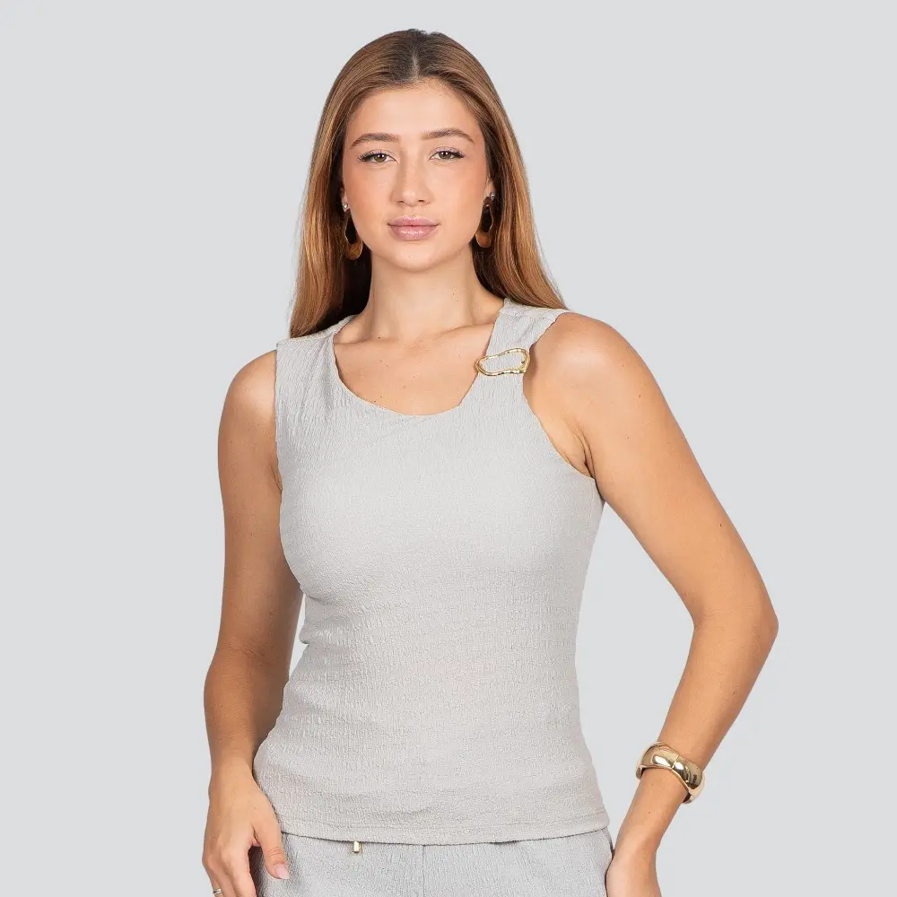 Regata Feminina Alça Grossa C Detalhe Metal .1005015