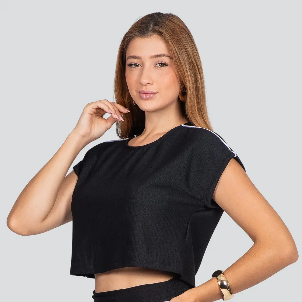 Blusa Feminina Manga Curta Ampla Texturizada .1100520