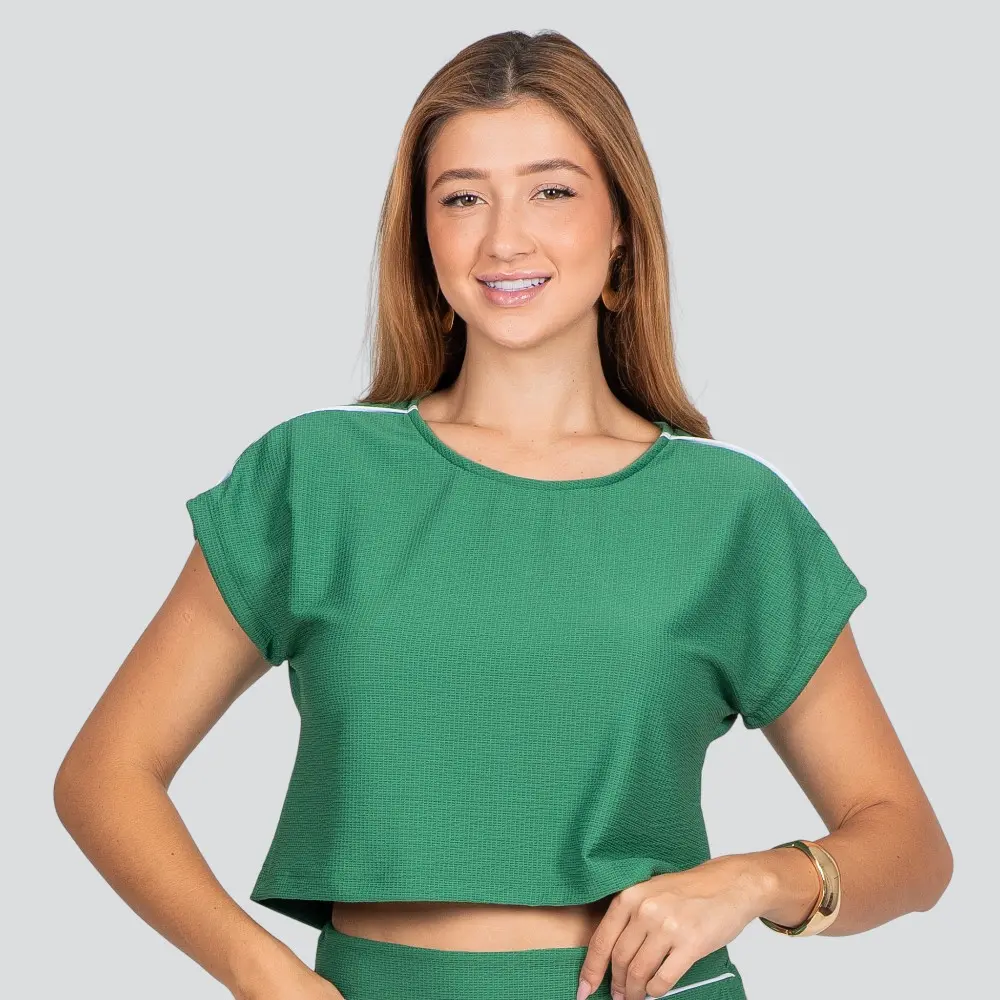 Blusa Feminina Manga Curta Ampla Texturizada .1100520