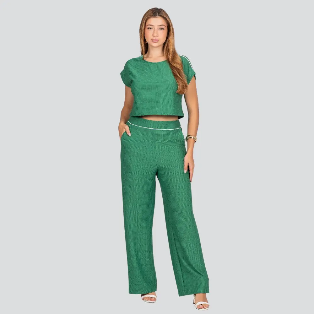 Calça Feminina Pantalona Malha Texturizada .3000908