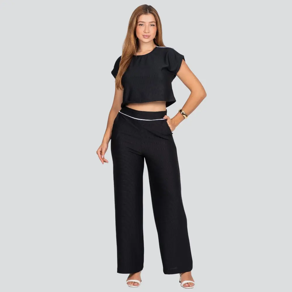 Calça Feminina Pantalona Malha Texturizada .3000908