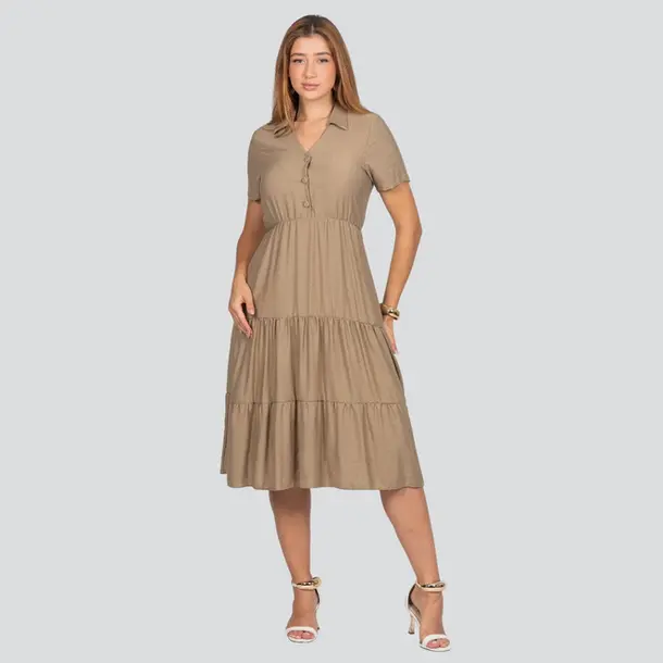 Vestido Feminino Midi Marias com Colarinho .4700180