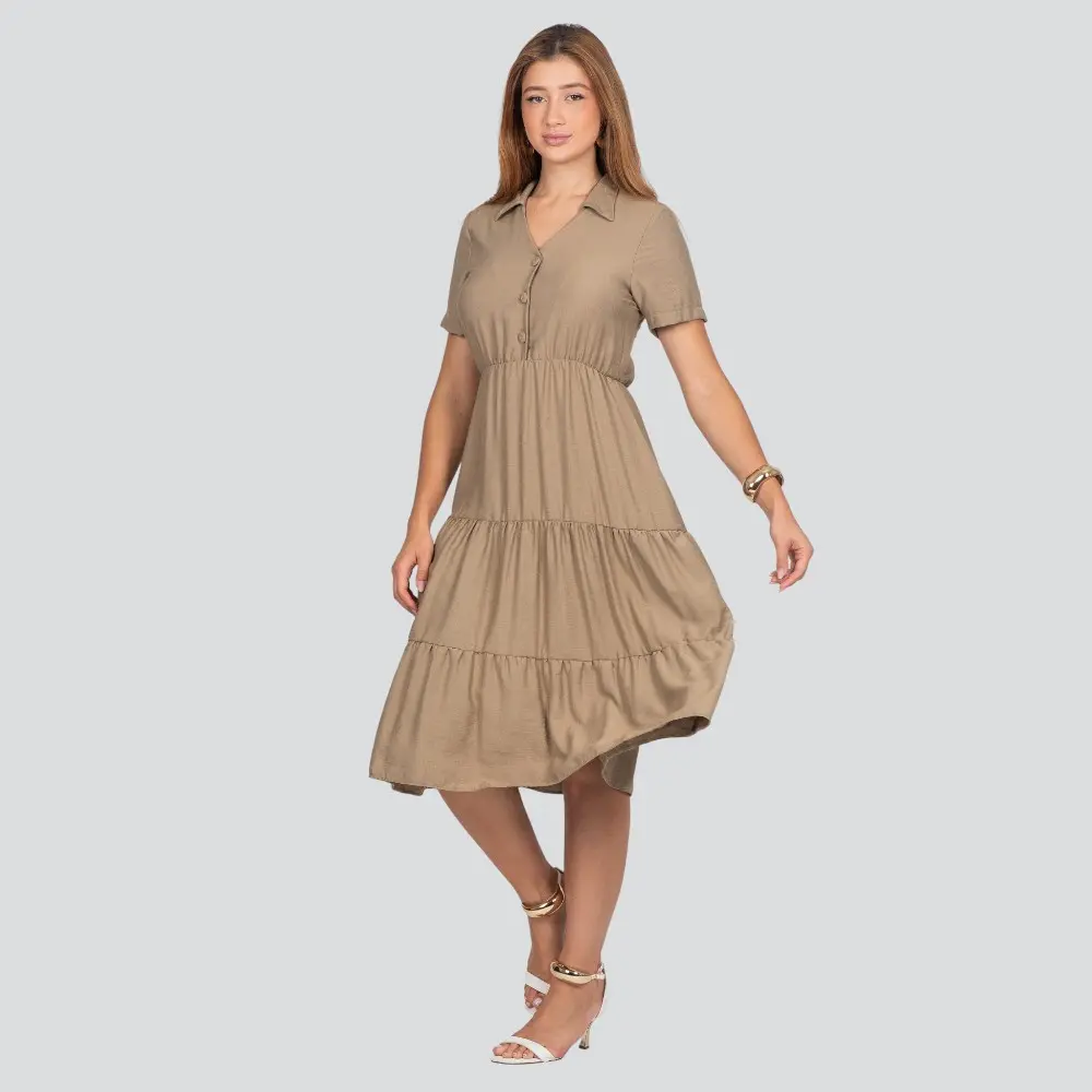 Vestido Feminino Midi Marias com Colarinho .4700180