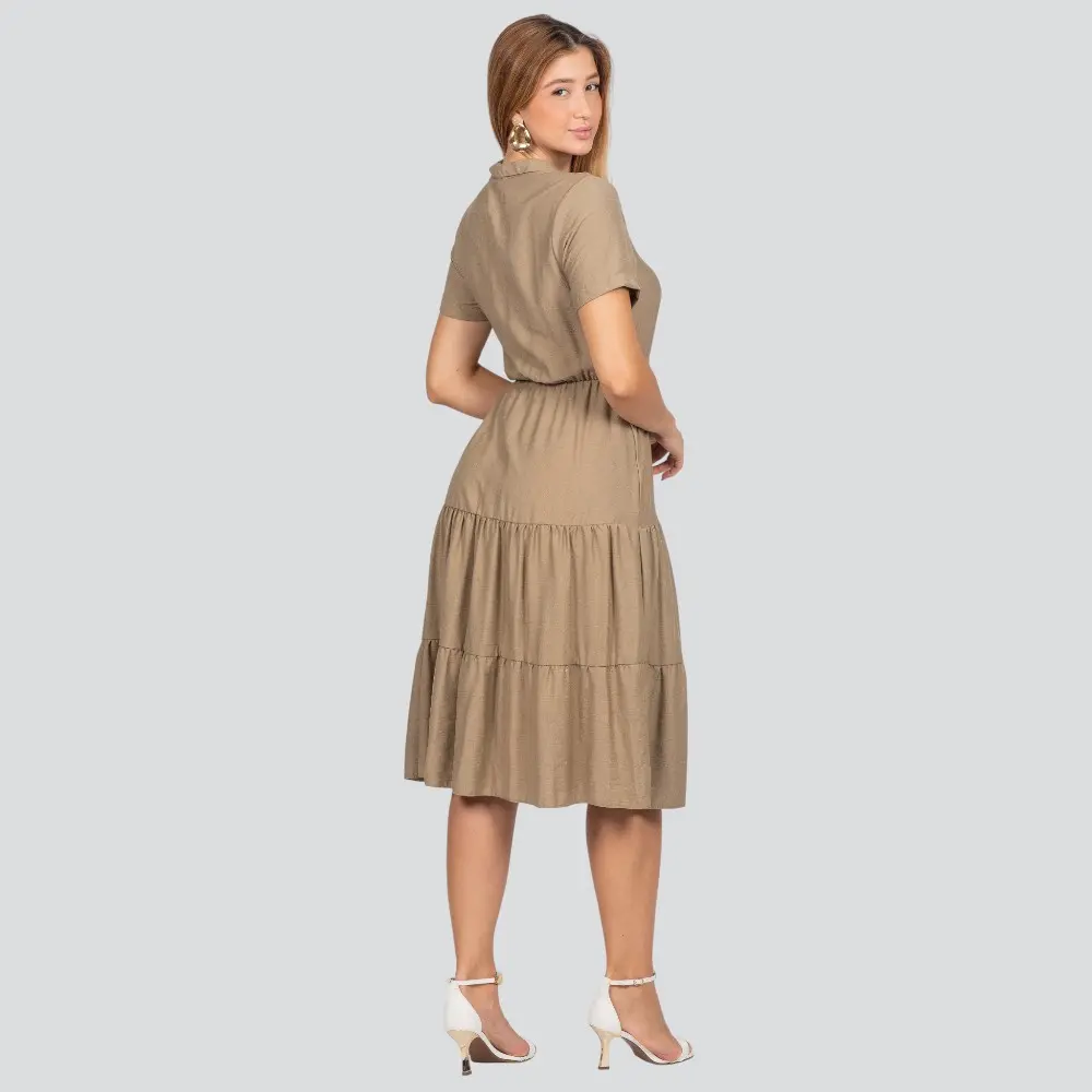 Vestido Feminino Midi Marias com Colarinho .4700180