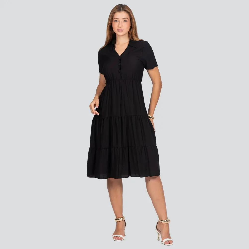 Vestido Feminino Midi Marias com Colarinho .4700180