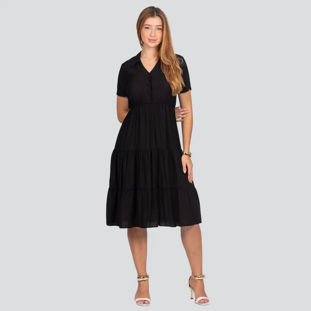 Vestido Feminino Midi Marias com Colarinho .4700180
