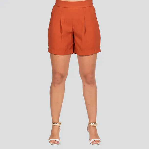 Shorts Feminino Alfaiataria com Elástico no Cós .5001465 Canela