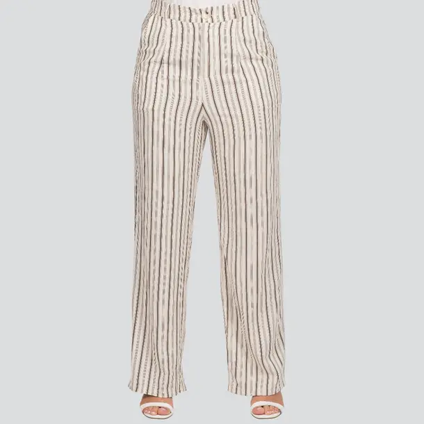 Calça Feminina Pantalona Risca de Giz Linho .JK1073-24