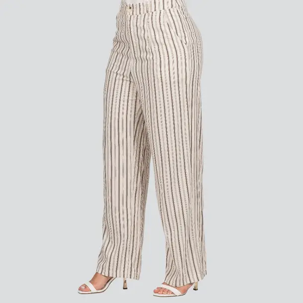 Calça Feminina Pantalona Risca de Giz Linho .JK1073-24