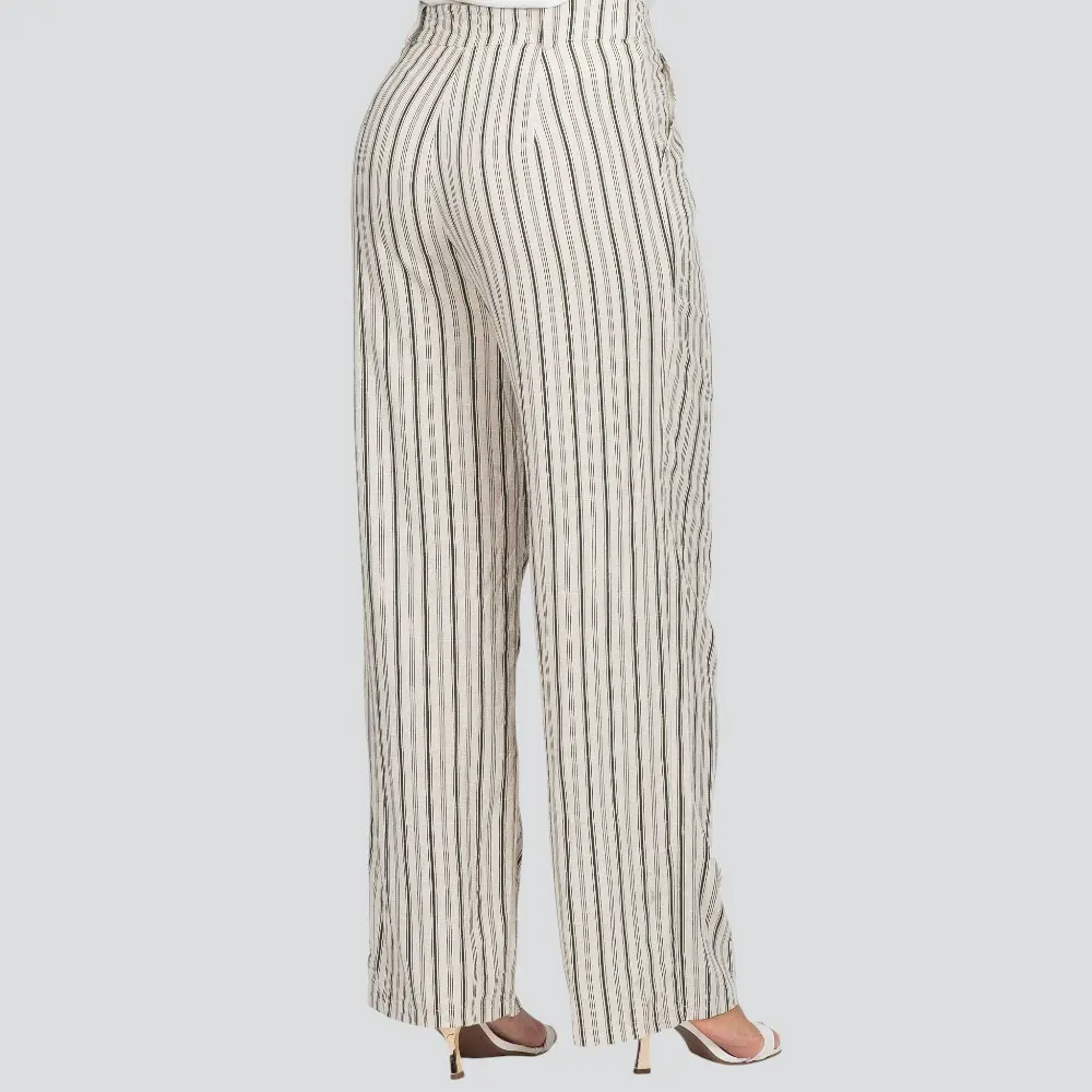 Calça Feminina Pantalona Risca de Giz Linho .JK1073-24