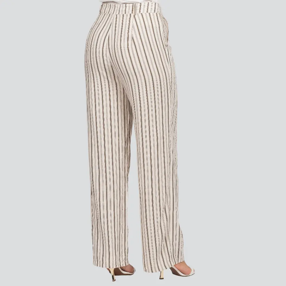 Calça Feminina Pantalona Risca de Giz Linho .JK1073-24