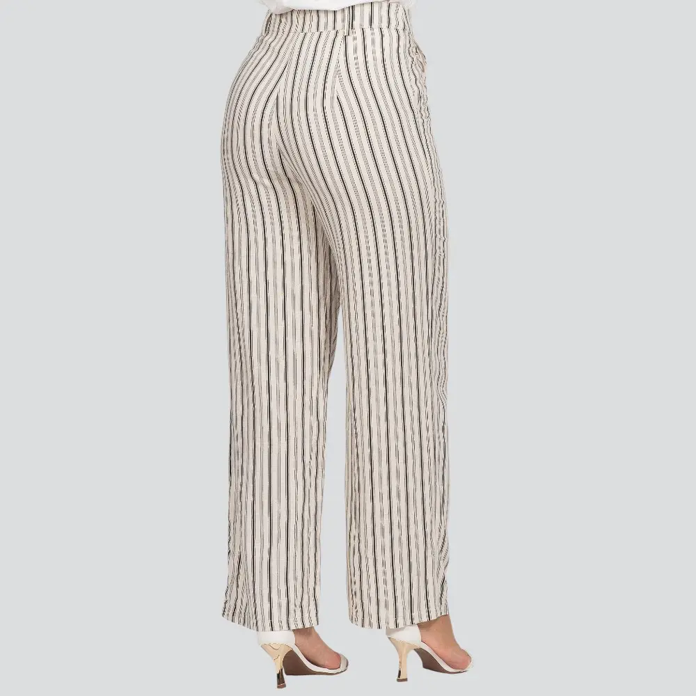 Calça Feminina Pantalona Risca de Giz Linho .JK1073-24