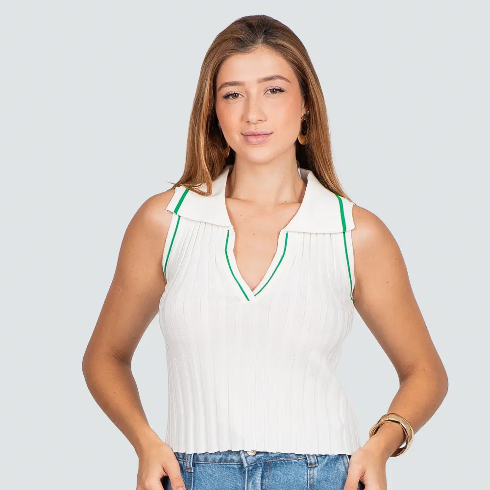 Regata Feminina Gola Polo Tricô Modal .HF390