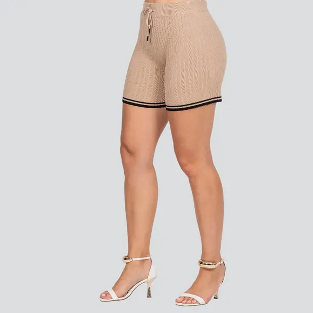 Shorts Feminino Tricô Modal com Cordão .HF387-20
