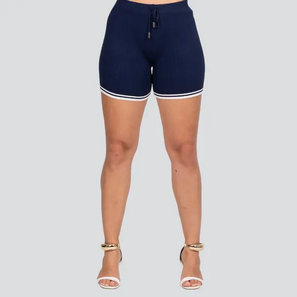 Shorts Feminino Tricô Modal com Cordão .HF387-20 Marinho