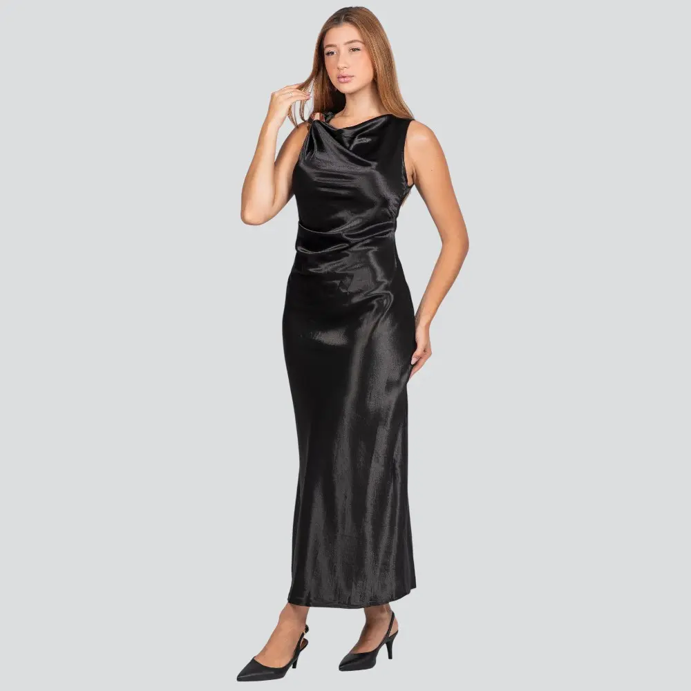 Vestido Feminino Alça Média Midi Acetinado .JK1728