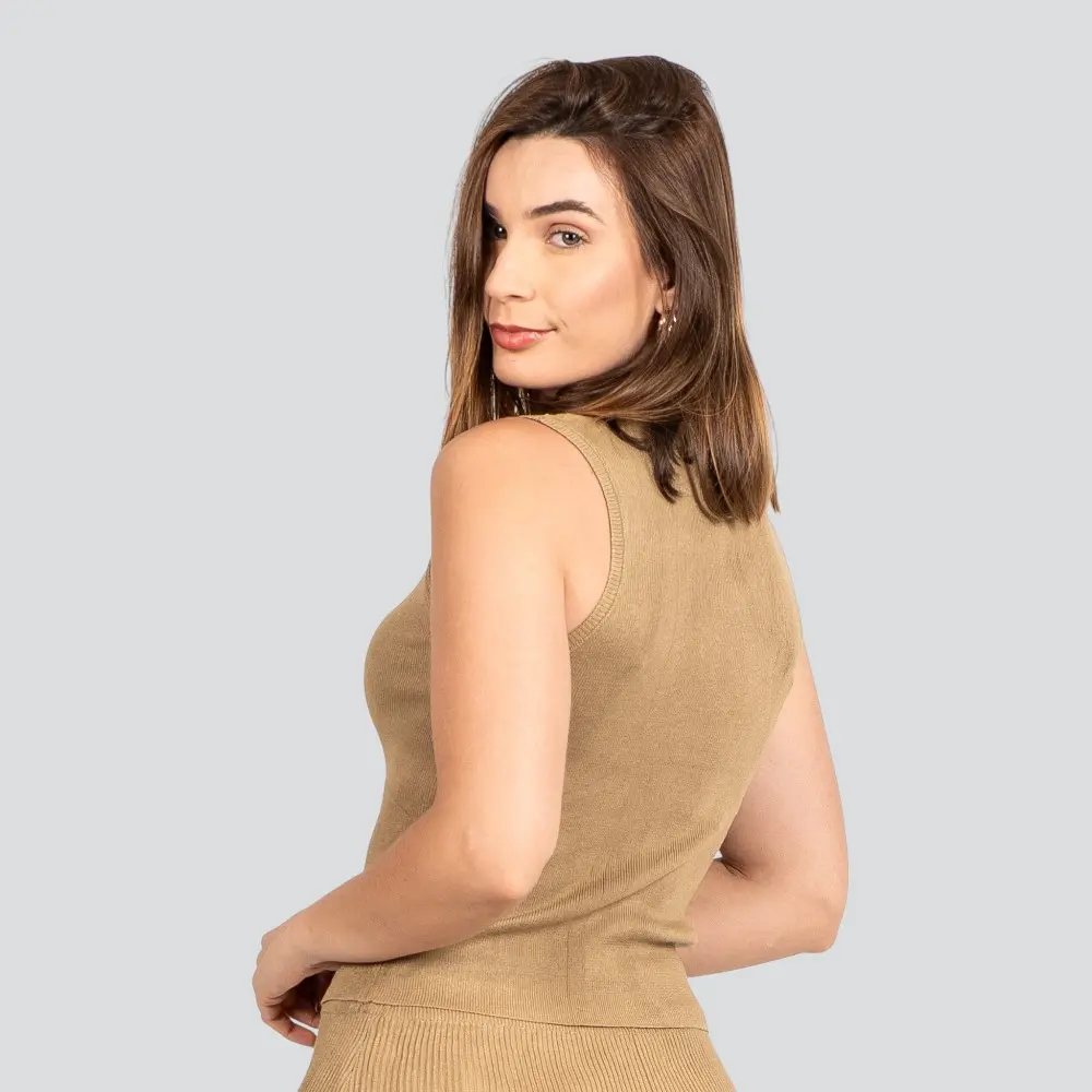 Regata Feminina Tricô Modal Listrada .LW4652B