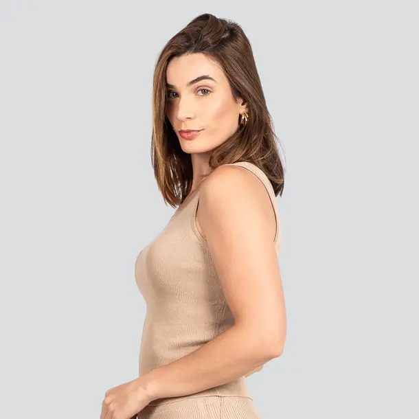 Regata Feminina Tricô Modal Listrada .LW4652B