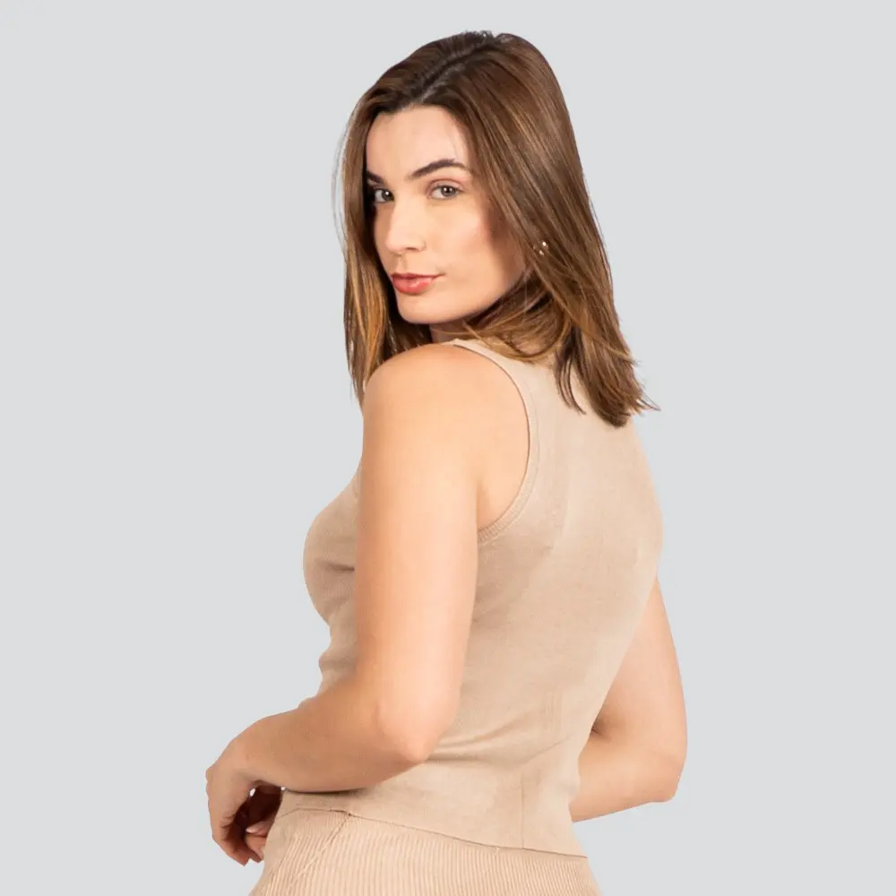 Regata Feminina Tricô Modal Listrada .LW4652B