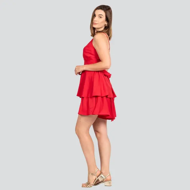 Vestido Feminino Curto com Marias e Shorts .JY5063 Vermelho