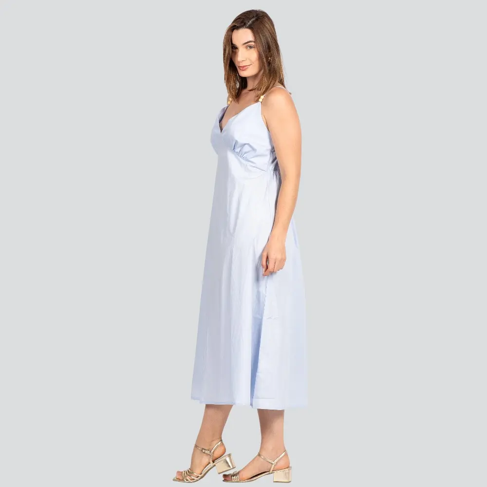 Vestido Feminino Tricoline Alça Fina Midi .VE028