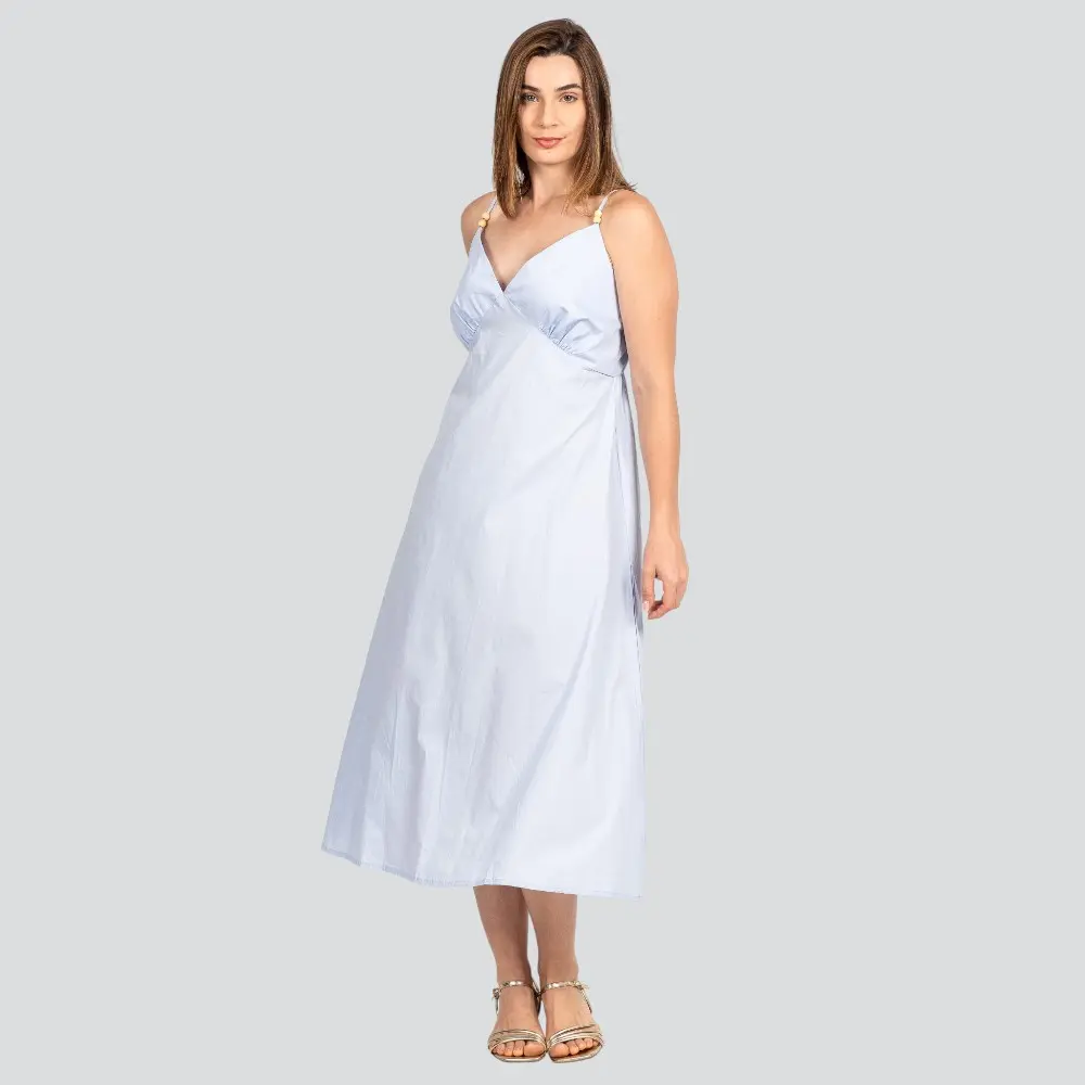 Vestido Feminino Tricoline Alça Fina Midi .VE028