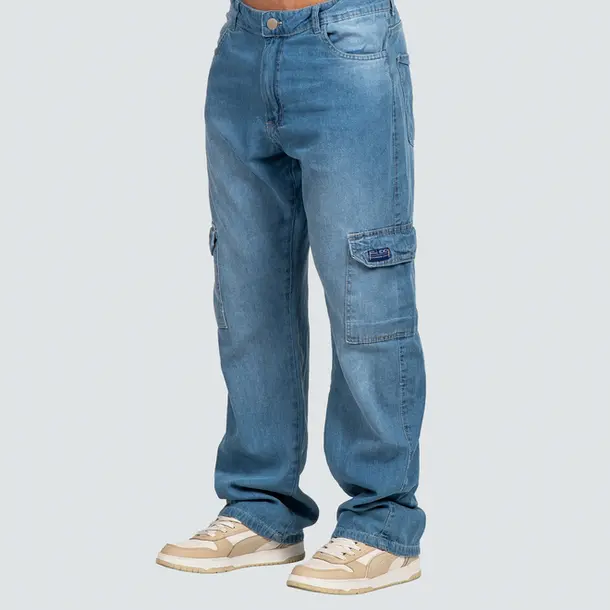 Calça Jeans Masculina Reta Cargo .0070529