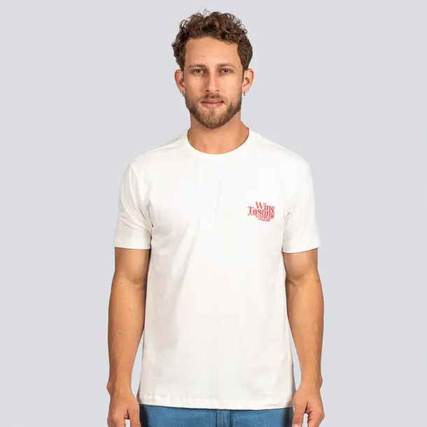 Camiseta Masculina Manga Curta Estampa Tema Bebidas .P1714 Creme