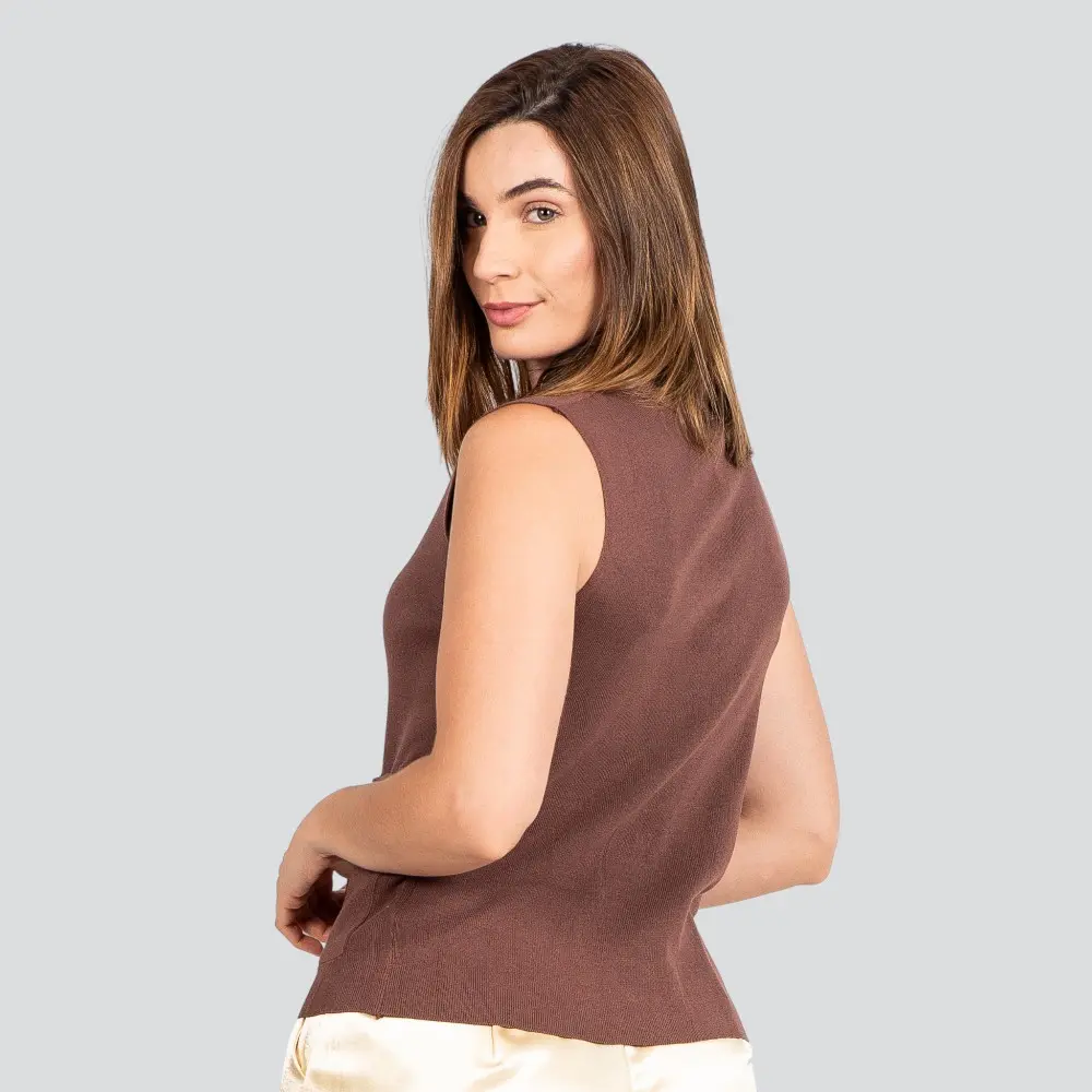 Colete Feminino Tricô Modal com Botões Metalizados .1836