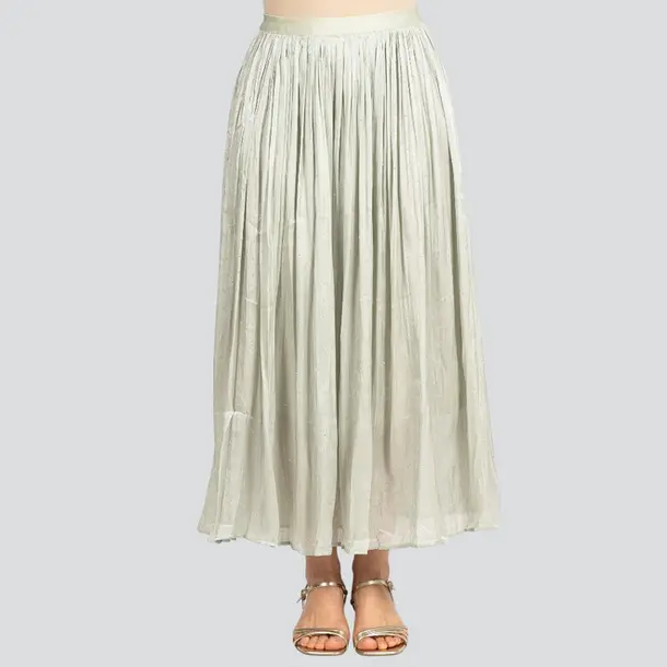 Saia Feminina Longa Fluida com Strass .JH1004 Verde