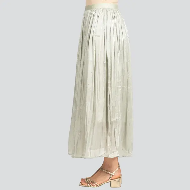 Saia Feminina Longa Fluida com Strass .JH1004 Verde