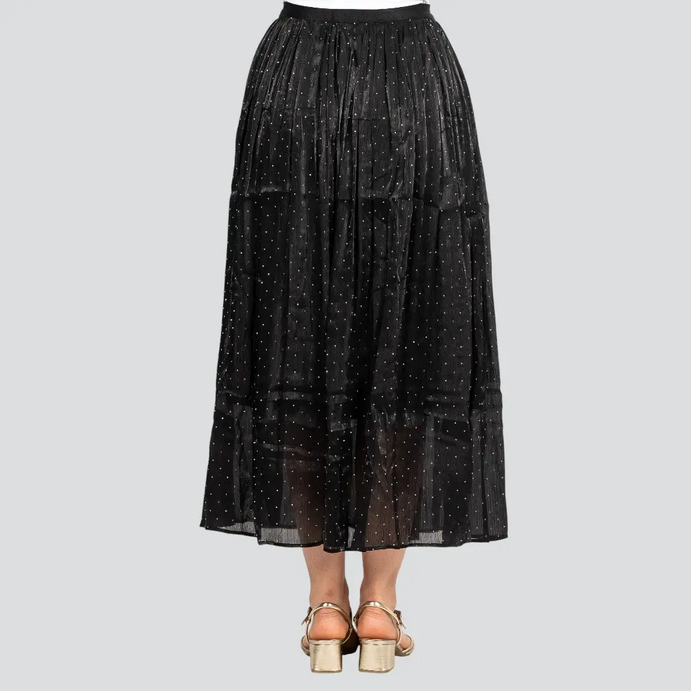 Saia Feminina Longa Fluida com Strass .JH1004