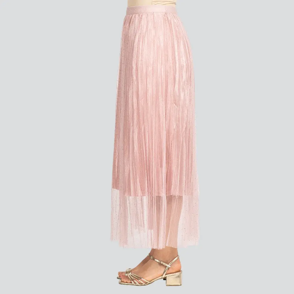 Saia Feminina Longa Fluida com Strass .JH1004